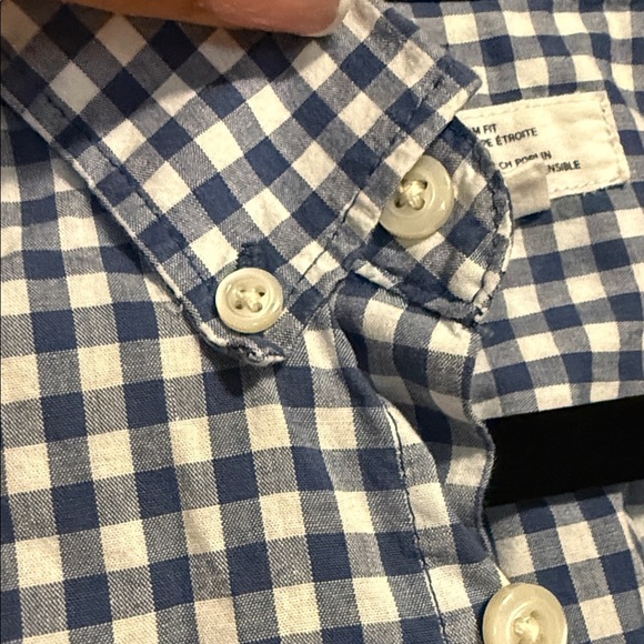 GAP Navy white Dockside Slim fit Gingham button up long sleeve - large - Picture 6 of 6